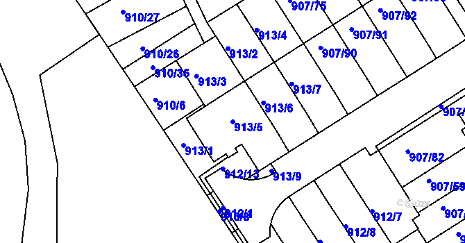 Parcela st. 913/5 v KÚ Rychnov nad Kněžnou, Katastrální mapa