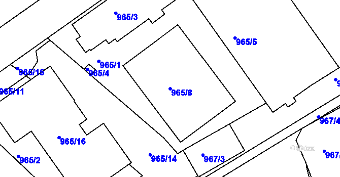 Parcela st. 965/8 v KÚ Rychnov nad Kněžnou, Katastrální mapa