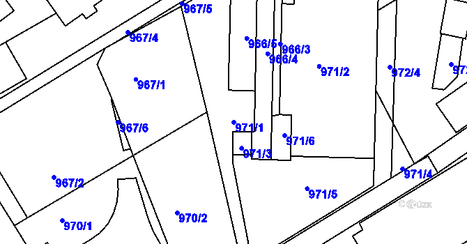 Parcela st. 971/1 v KÚ Rychnov nad Kněžnou, Katastrální mapa