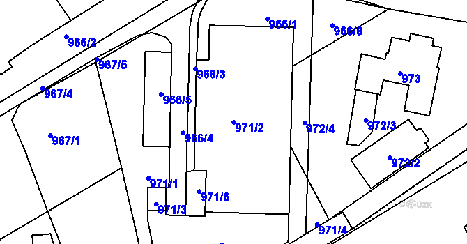 Parcela st. 971/2 v KÚ Rychnov nad Kněžnou, Katastrální mapa