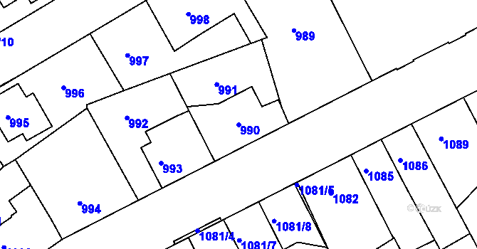 Parcela st. 990 v KÚ Rychnov nad Kněžnou, Katastrální mapa