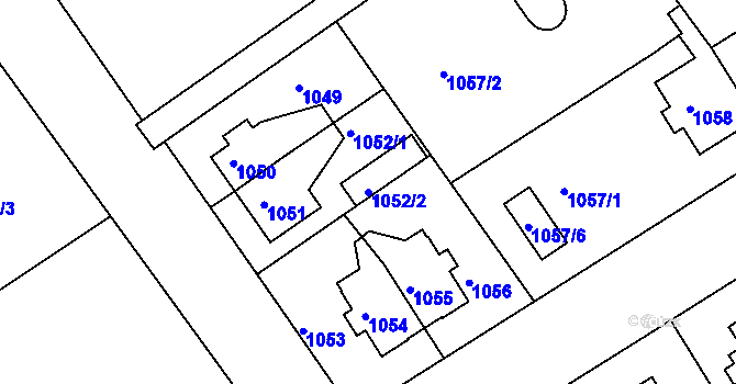Parcela st. 1052/2 v KÚ Rychnov nad Kněžnou, Katastrální mapa