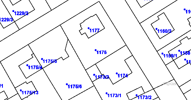 Parcela st. 1176 v KÚ Rychnov nad Kněžnou, Katastrální mapa