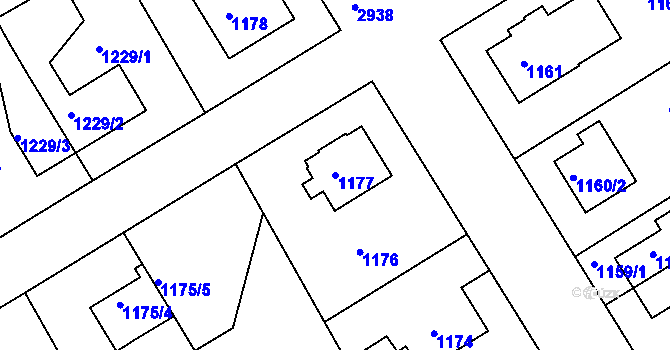 Parcela st. 1177 v KÚ Rychnov nad Kněžnou, Katastrální mapa