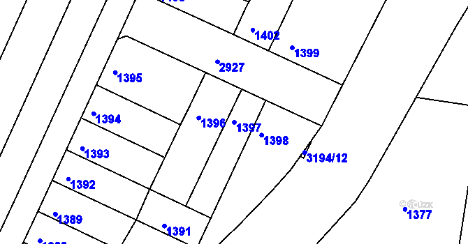 Parcela st. 1397 v KÚ Rychnov nad Kněžnou, Katastrální mapa