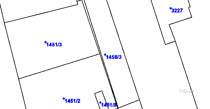 Parcela st. 1458/3 v KÚ Rychnov nad Kněžnou, Katastrální mapa