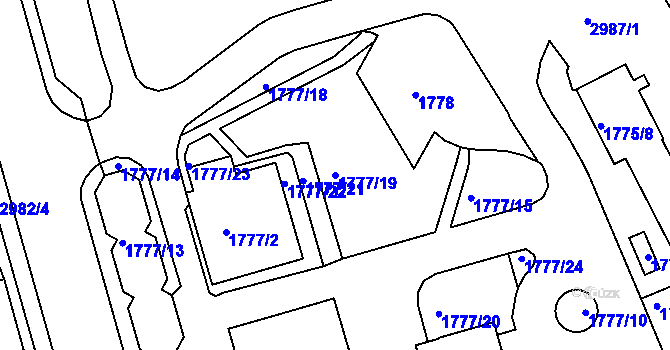 Parcela st. 1777/19 v KÚ Rychnov nad Kněžnou, Katastrální mapa