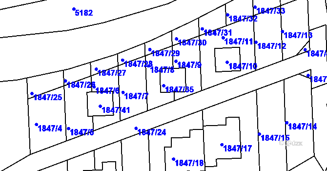 Parcela st. 1847/35 v KÚ Rychnov nad Kněžnou, Katastrální mapa