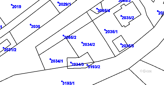 Parcela st. 2034/2 v KÚ Rychnov nad Kněžnou, Katastrální mapa