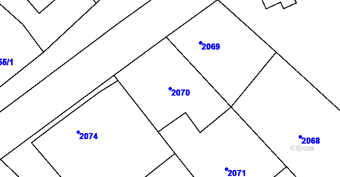 Parcela st. 2070 v KÚ Rychnov nad Kněžnou, Katastrální mapa