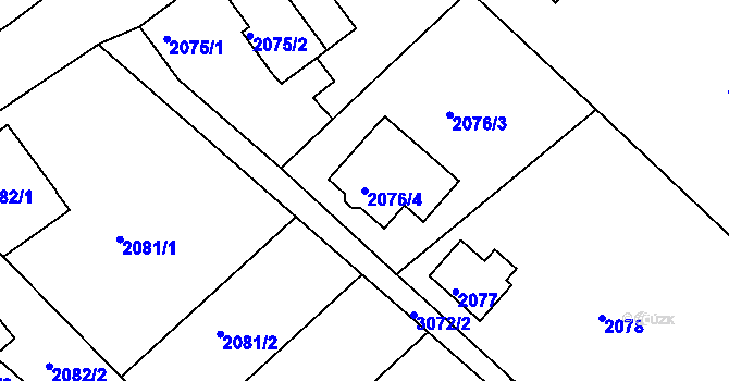 Parcela st. 2076/4 v KÚ Rychnov nad Kněžnou, Katastrální mapa
