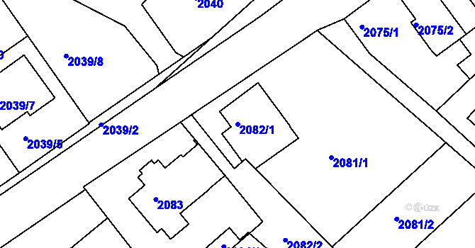 Parcela st. 2082/1 v KÚ Rychnov nad Kněžnou, Katastrální mapa