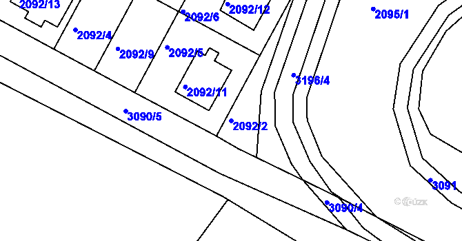 Parcela st. 2092/2 v KÚ Rychnov nad Kněžnou, Katastrální mapa