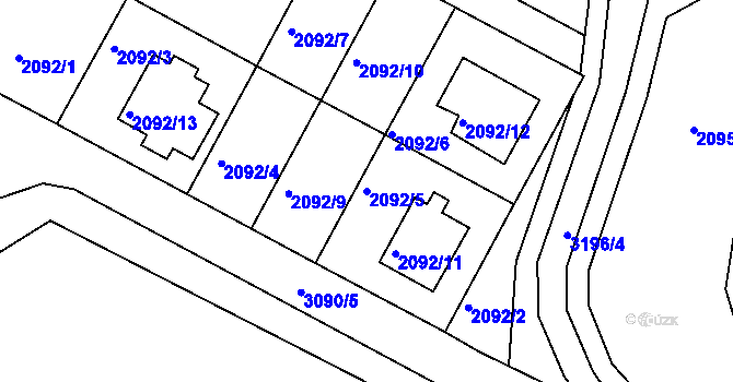 Parcela st. 2092/5 v KÚ Rychnov nad Kněžnou, Katastrální mapa