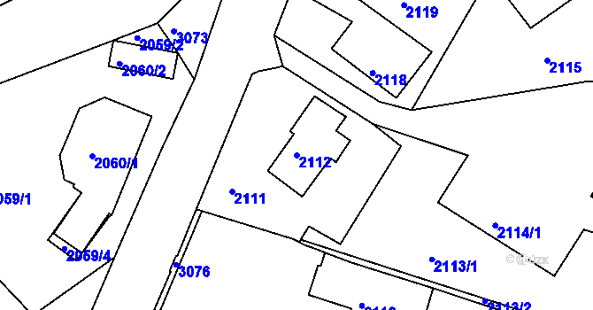 Parcela st. 2112 v KÚ Rychnov nad Kněžnou, Katastrální mapa