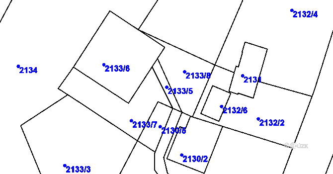Parcela st. 2133/5 v KÚ Rychnov nad Kněžnou, Katastrální mapa