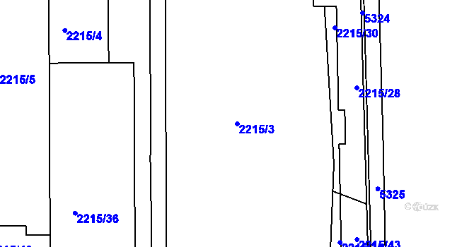 Parcela st. 2215/3 v KÚ Rychnov nad Kněžnou, Katastrální mapa