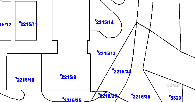 Parcela st. 2215/13 v KÚ Rychnov nad Kněžnou, Katastrální mapa