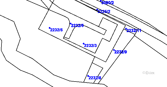 Parcela st. 2232/3 v KÚ Rychnov nad Kněžnou, Katastrální mapa