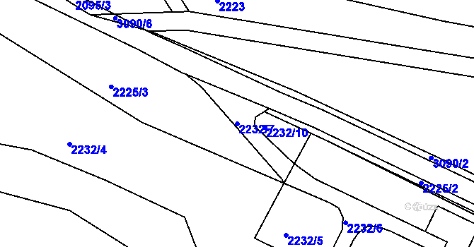 Parcela st. 2232/7 v KÚ Rychnov nad Kněžnou, Katastrální mapa