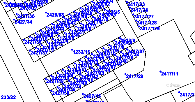 Parcela st. 2417/10 v KÚ Rychnov nad Kněžnou, Katastrální mapa
