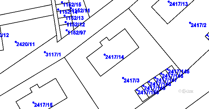 Parcela st. 2417/14 v KÚ Rychnov nad Kněžnou, Katastrální mapa