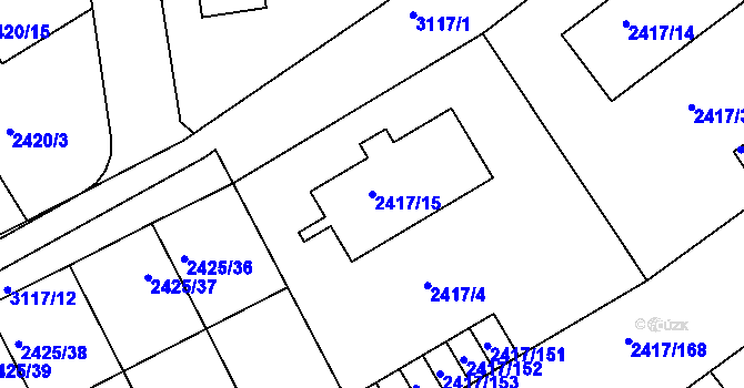 Parcela st. 2417/15 v KÚ Rychnov nad Kněžnou, Katastrální mapa