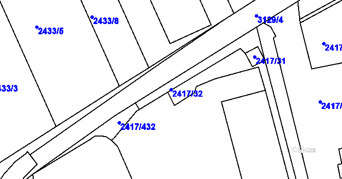 Parcela st. 2417/32 v KÚ Rychnov nad Kněžnou, Katastrální mapa