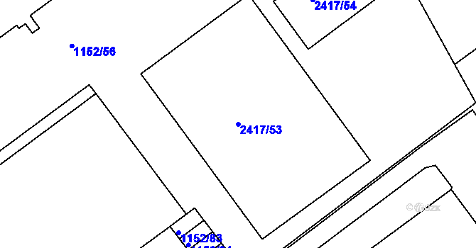 Parcela st. 2417/53 v KÚ Rychnov nad Kněžnou, Katastrální mapa
