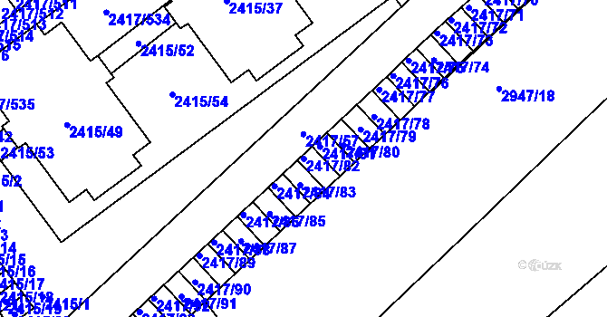 Parcela st. 2417/82 v KÚ Rychnov nad Kněžnou, Katastrální mapa