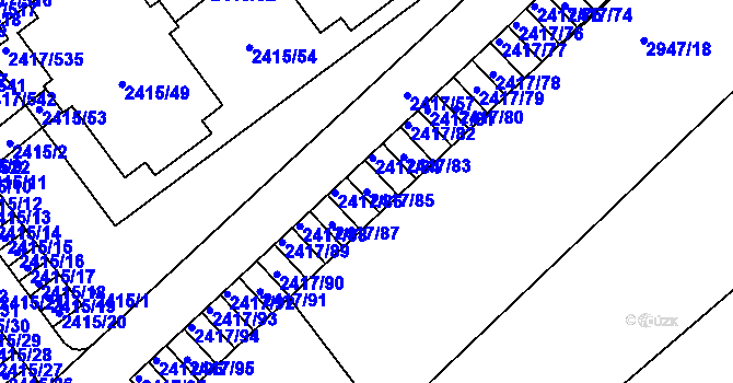 Parcela st. 2417/85 v KÚ Rychnov nad Kněžnou, Katastrální mapa