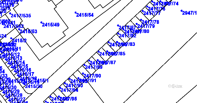 Parcela st. 2417/86 v KÚ Rychnov nad Kněžnou, Katastrální mapa