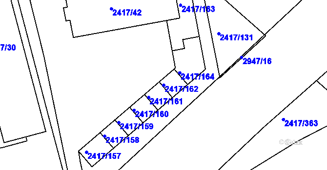 Parcela st. 2417/162 v KÚ Rychnov nad Kněžnou, Katastrální mapa