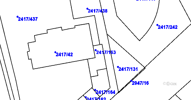 Parcela st. 2417/163 v KÚ Rychnov nad Kněžnou, Katastrální mapa
