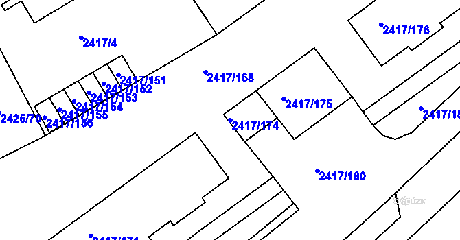 Parcela st. 2417/174 v KÚ Rychnov nad Kněžnou, Katastrální mapa