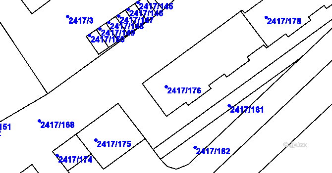 Parcela st. 2417/176 v KÚ Rychnov nad Kněžnou, Katastrální mapa