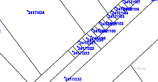 Parcela st. 2417/221 v KÚ Rychnov nad Kněžnou, Katastrální mapa