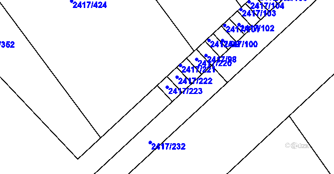Parcela st. 2417/223 v KÚ Rychnov nad Kněžnou, Katastrální mapa