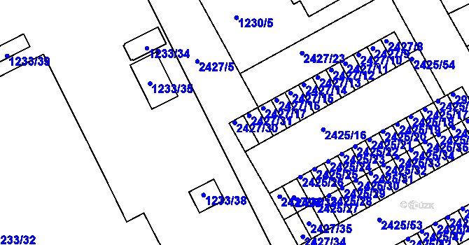 Parcela st. 2427/30 v KÚ Rychnov nad Kněžnou, Katastrální mapa
