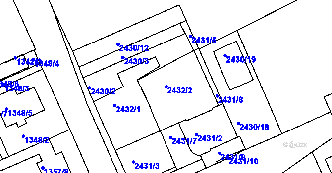 Parcela st. 2432/2 v KÚ Rychnov nad Kněžnou, Katastrální mapa