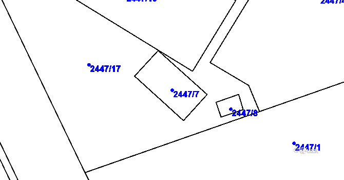 Parcela st. 2447/7 v KÚ Rychnov nad Kněžnou, Katastrální mapa