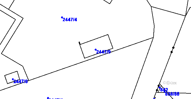 Parcela st. 2447/9 v KÚ Rychnov nad Kněžnou, Katastrální mapa