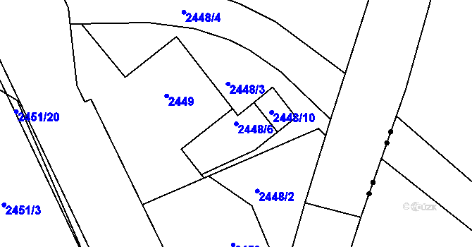 Parcela st. 2448/6 v KÚ Rychnov nad Kněžnou, Katastrální mapa