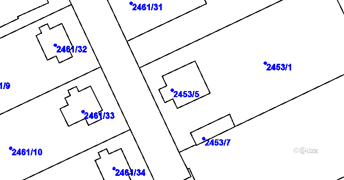 Parcela st. 2453/5 v KÚ Rychnov nad Kněžnou, Katastrální mapa