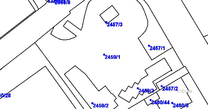 Parcela st. 2459/1 v KÚ Rychnov nad Kněžnou, Katastrální mapa