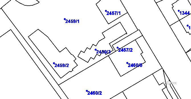 Parcela st. 2459/3 v KÚ Rychnov nad Kněžnou, Katastrální mapa