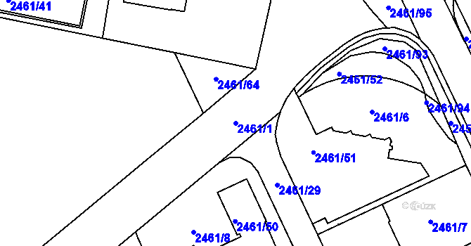 Parcela st. 2461/1 v KÚ Rychnov nad Kněžnou, Katastrální mapa