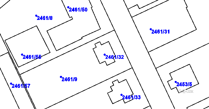 Parcela st. 2461/32 v KÚ Rychnov nad Kněžnou, Katastrální mapa