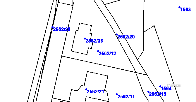 Parcela st. 2562/12 v KÚ Rychnov nad Kněžnou, Katastrální mapa