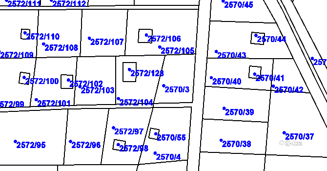 Parcela st. 2570/3 v KÚ Rychnov nad Kněžnou, Katastrální mapa